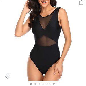 Sheer "BANDAGE" Sheer MIDRlFF DESIGNER Kenneth Cole 1 Piece Swimsuit NWOT